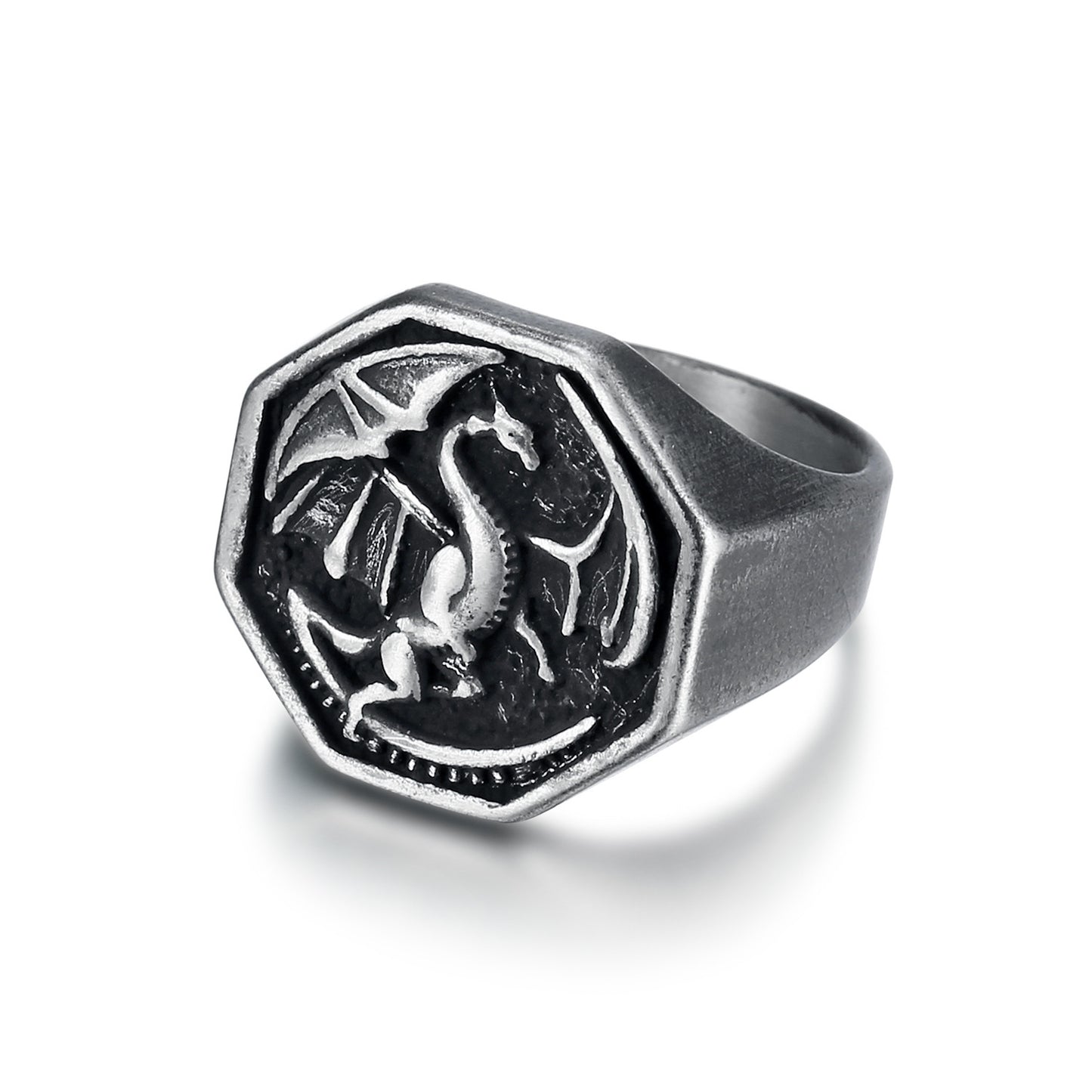 Unisex Dragon Ring Titanium Steel Animal Zodiac Biker Ring King Riding Seat Ring Motorcycle Jewelry for Men and Women Cool Ins Jewelry Gift