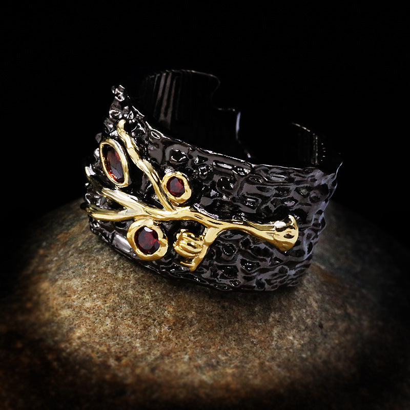 Geometric Hollow Inlaid Gemstone Ring Brass Plated White Steel Durable Fashion Jewelry Gift For Daily Wear Now