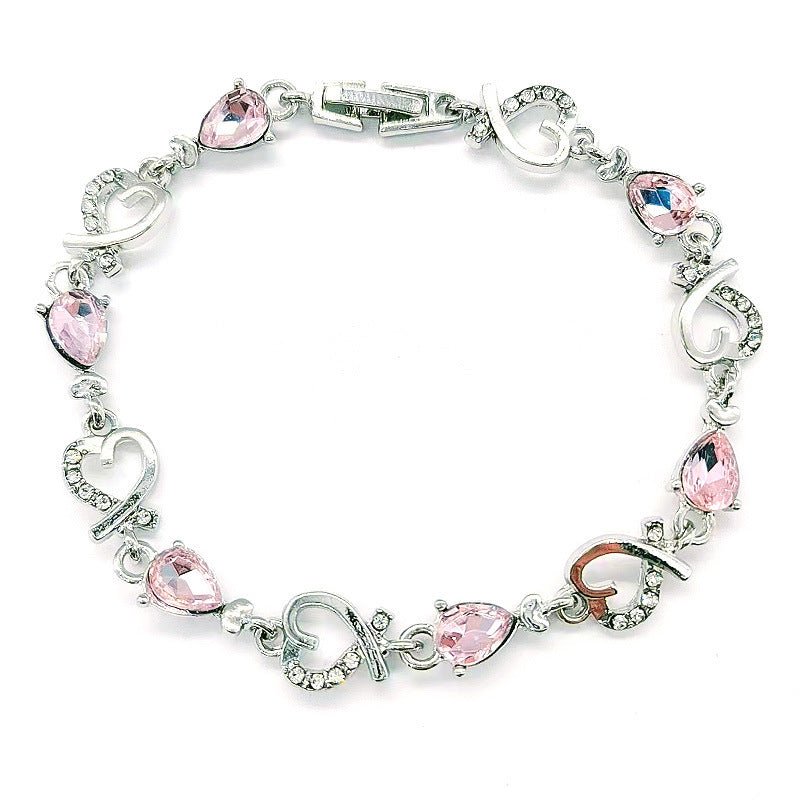 Womens Elegant Hollow Flower Bracelet Rhinestone Inlay Alloy Bangle for Wedding Party Jewelry Geometric Shape