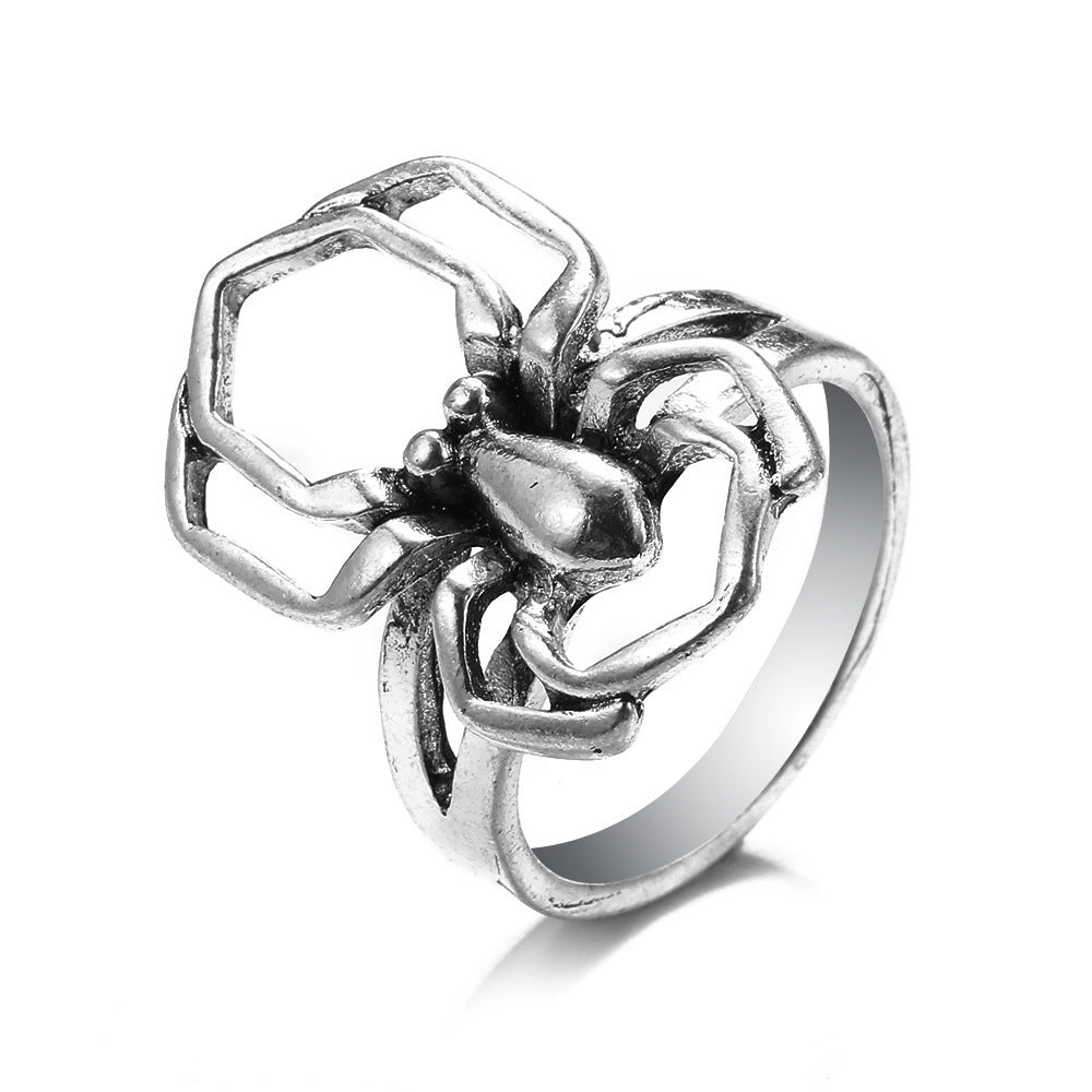 Unisex Heart Shaped Ring With Butterfly Or Spider Accent And Rose Skull Details Fashionable Accessory In Fashion