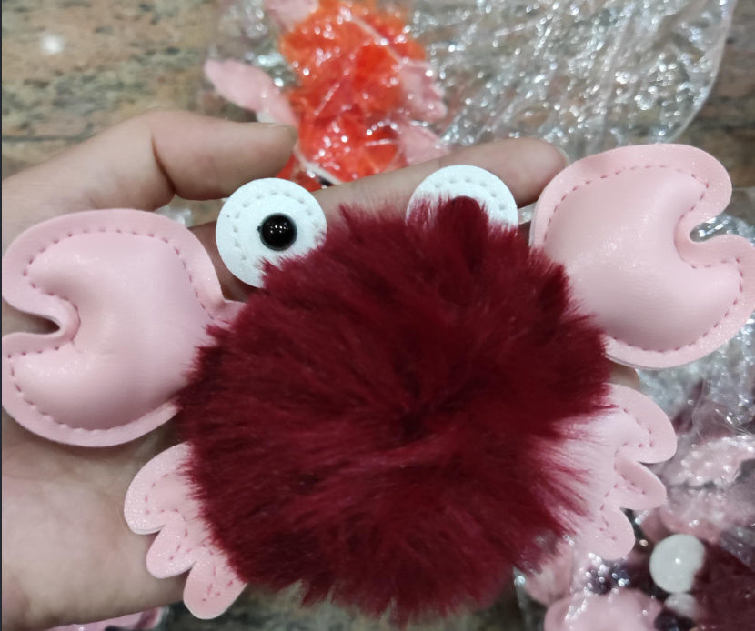 Crab Keychain Adorable Cartoon Crab Pendant Sewn Faux Leather Accessory Cute Crab Design Perfect Gift Great Gift
