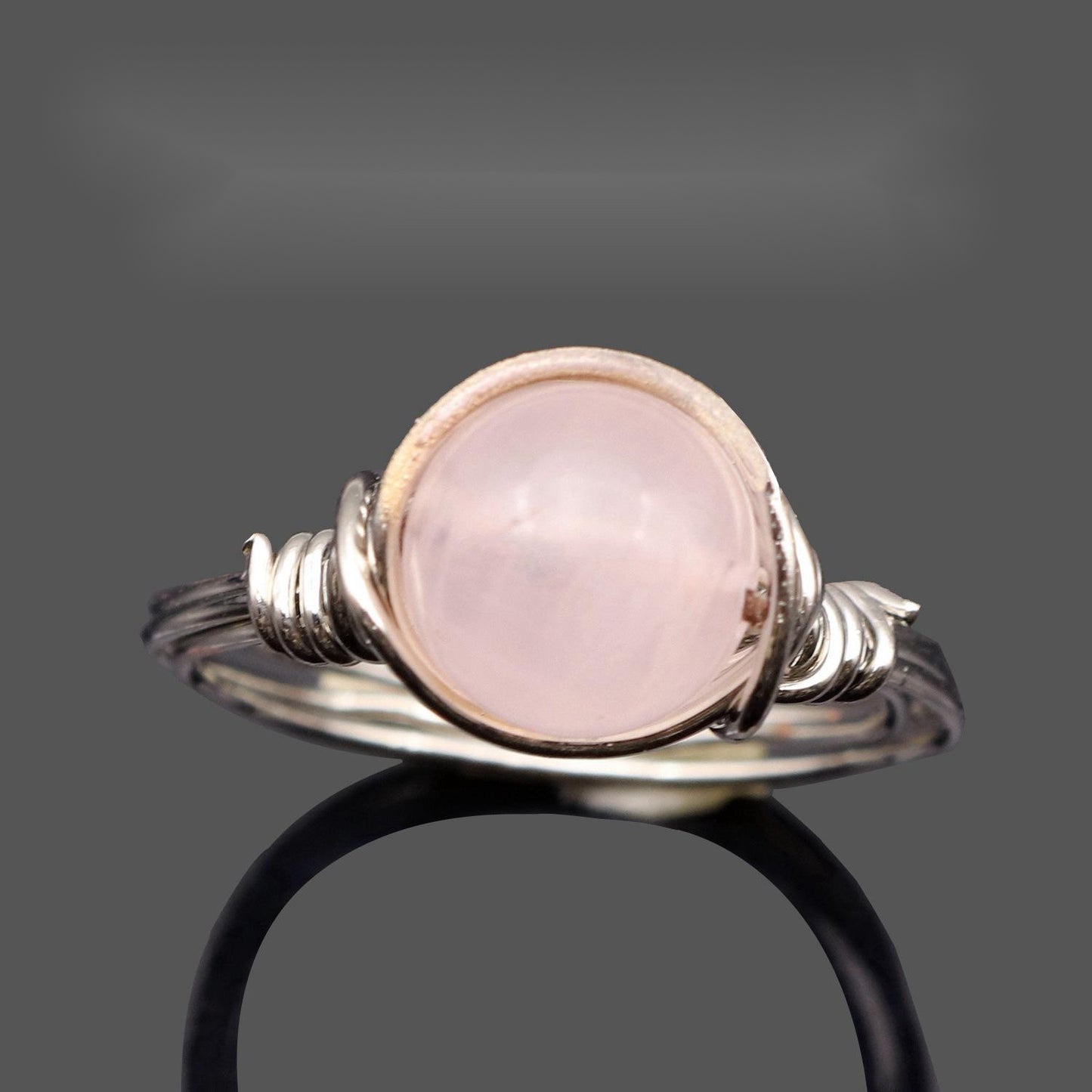 Natural Gemstone Wire Ring With Crystal Bead Accent