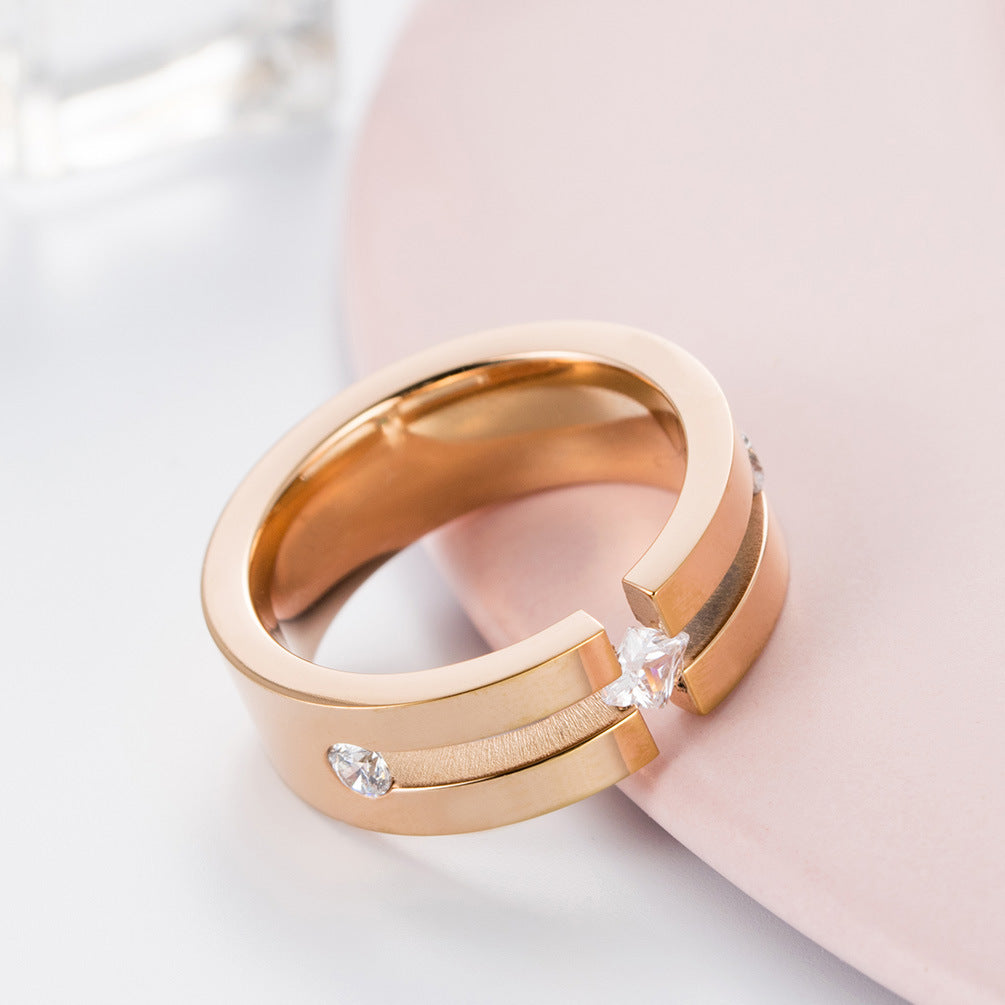 Unisex Titanium Ring Geometric Square Polished Minimalist