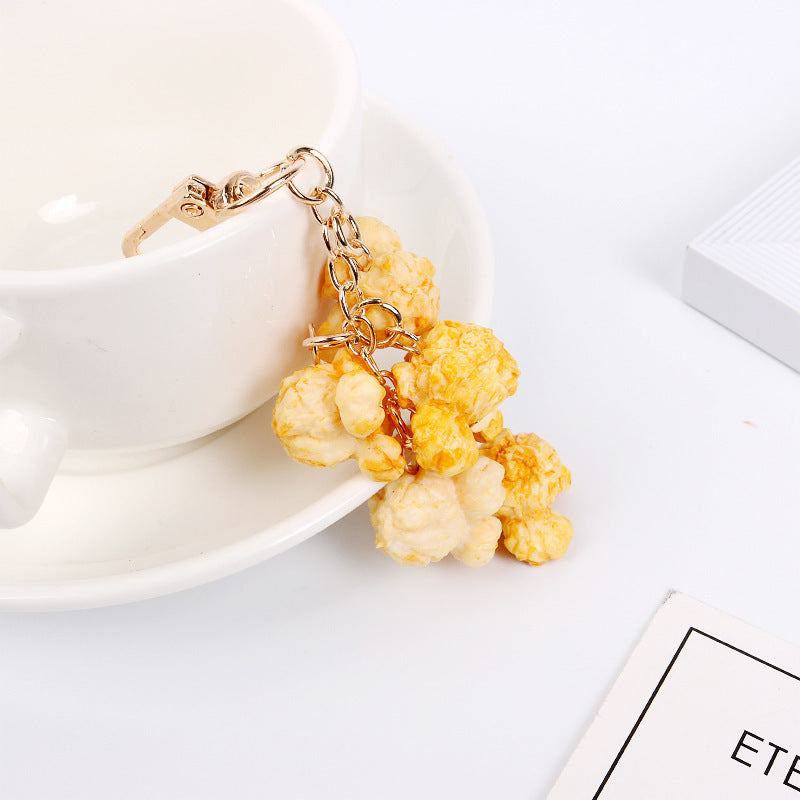 Resin Popcorn Keychain Cute Simulation Food Keyring For Phone Bag And Keys Yellow Cute Accessory Decor Pro Kit