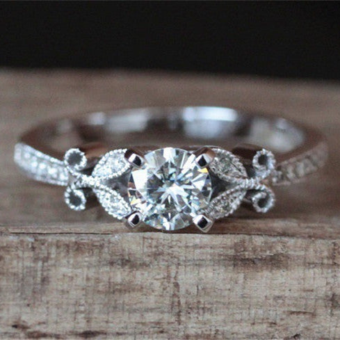 Womens Flower Ring Alloy With Diamond Simulant Inlaid Silver Tone Ring For Women Festive Jewelry Gift For Hers