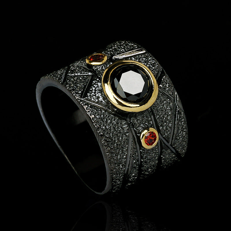 Geometric Black Retro Baroque Ring For Women Copper Ring Modern Geometric Design Sizes 6 7 8 9 10 Elegant Everyday Wear