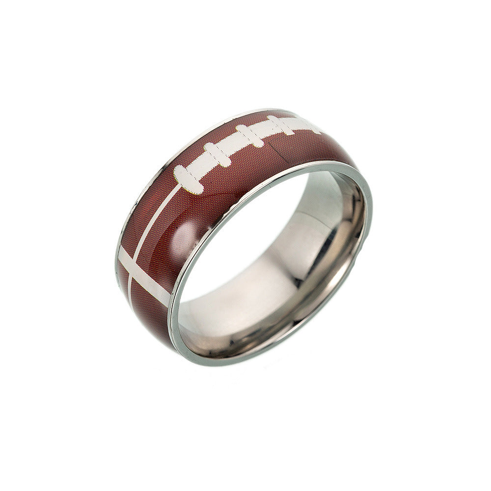 Titanium Steel Sports Ring 8mm Wide Band For Football Fans And Basketball Rugby Baseball Enthusiasts For Athletes