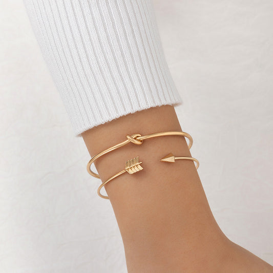 Womens Bracelet Sets Round Arrow Design Silver And Gold Electroplated Alloy Geometric Bracelets Gift For Women