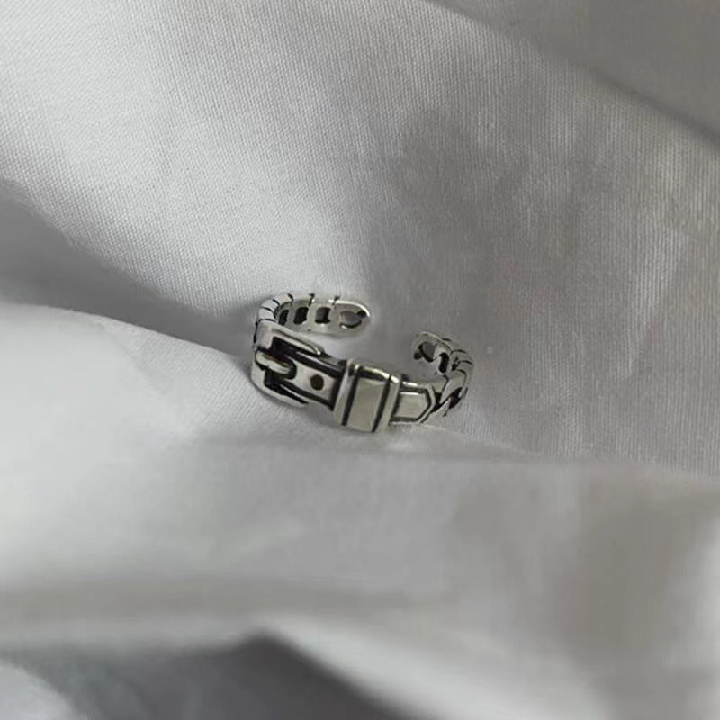 Unisex Adjustable Open Mouth Ring Belt Ring Geometry Alloy Ins Style Retro Distressed Jewelry Everyday Casual Wear