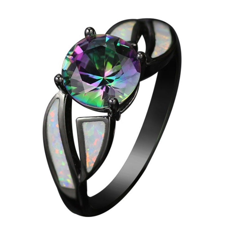 Women Cubic Crystal Ring Colorful Dazzling Alloy Fashion Jewelry Durable Versatile Statement Gift Elegant Look