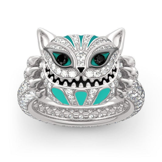 Womens Diamond Drop Skull Cat Ring Electroplated Alloy Inlay Gem Stone Jewelry Fashion Oil Gem Stone Jewelry Fashion