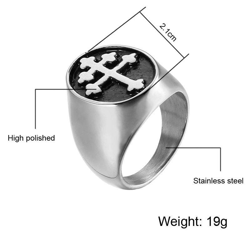 Cross stainless steel ring