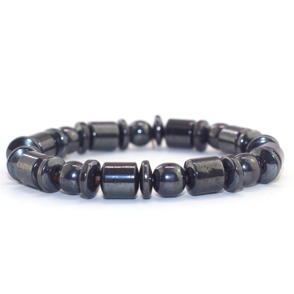 Geometric Hematite Bracelet For Men Black Stone Jewelry