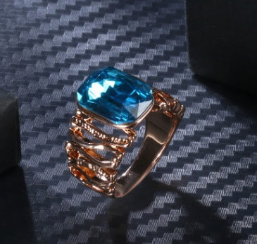 Rose Gold Bamboo Bar Gemstone Ring Classic Jewelry Ring