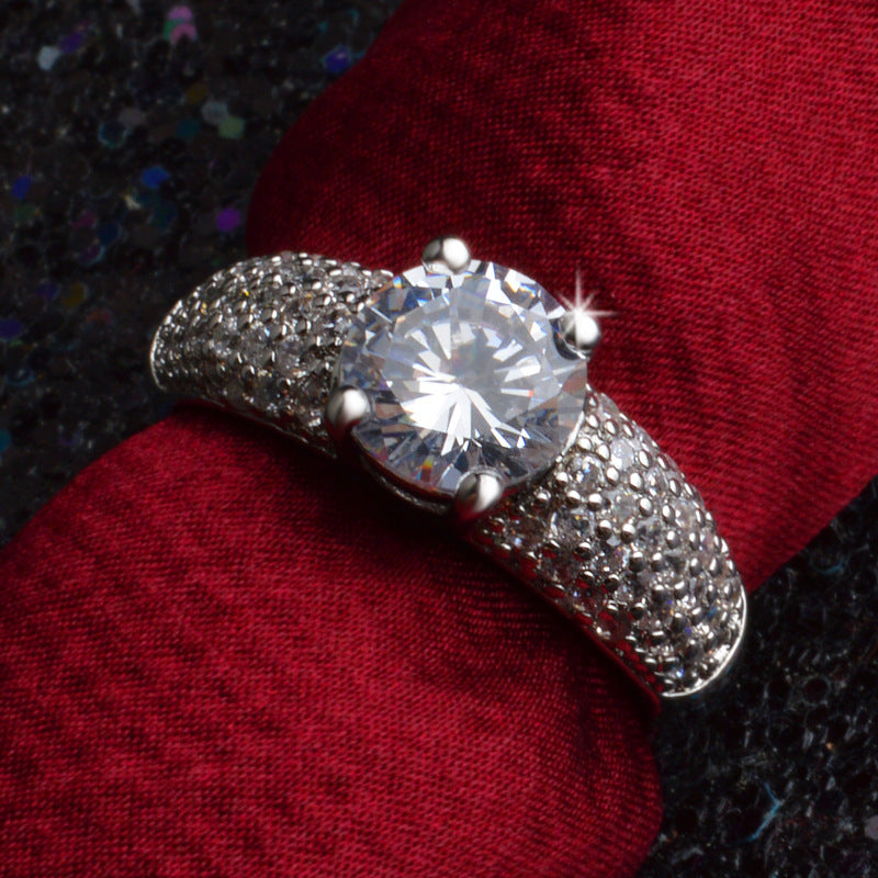 Copper Zircon Four Claw Diamond Ring For Women Korean Style Jewelry Gift For Everyday Wear And Shine For Style