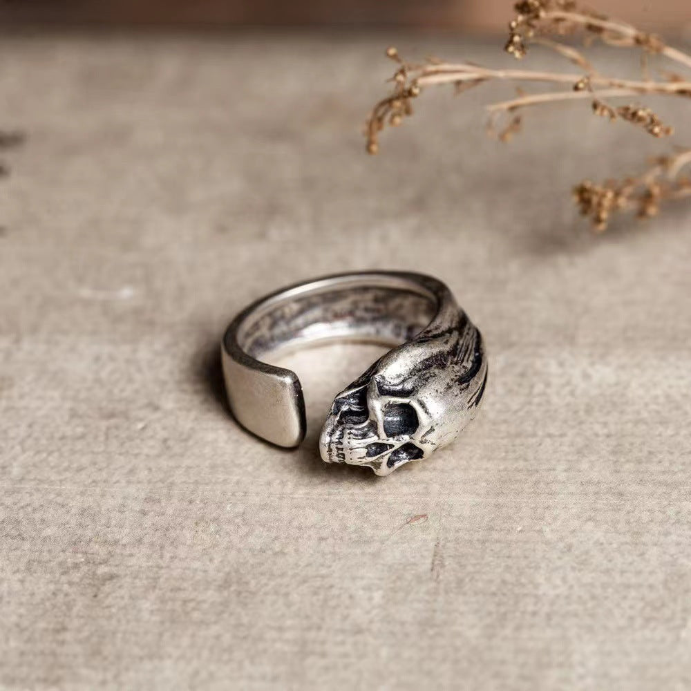 Geometric Skull Ring Adjustable European American Dark Soul