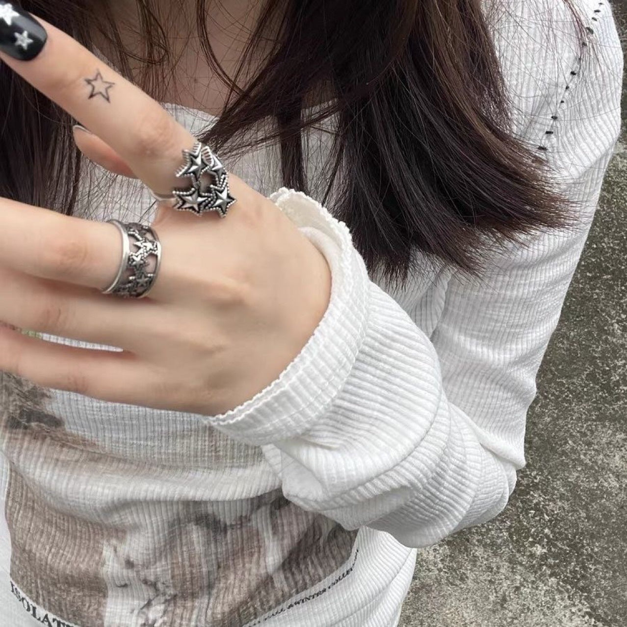 Womens Adjustable Geometric Star Ring With Tassel Detail Vintage Style Fashion Accessory Retro Tassel Ornament