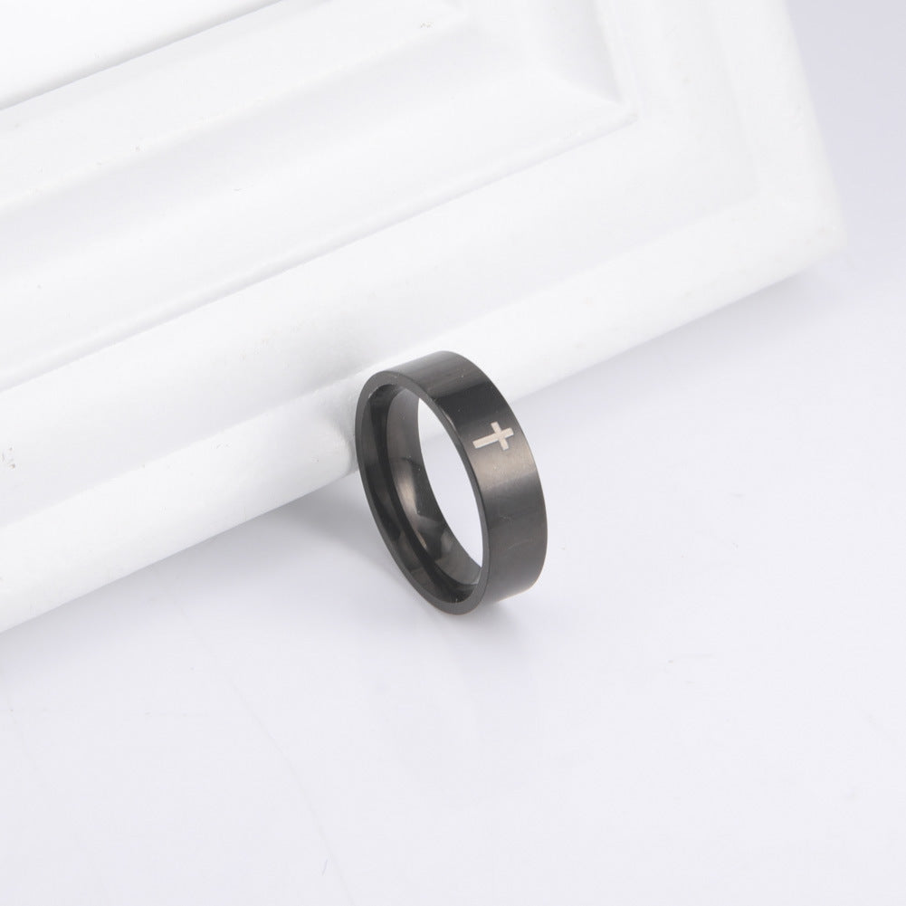 Stainless Steel Cross Ring Unisex Electroplated Design Gift