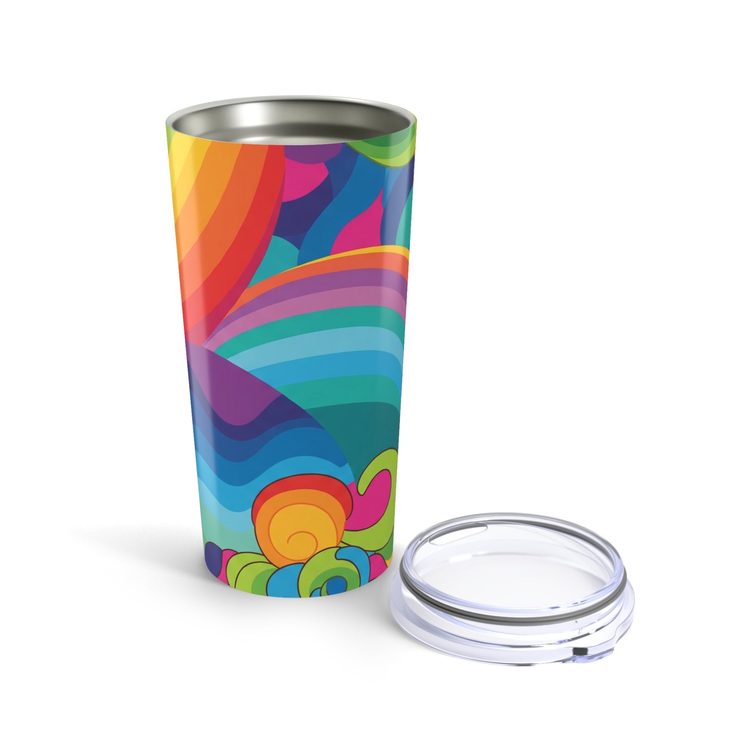 20 Oz Stainless Steel Tumbler With Printed Design Double Wall Vacuum Insulation Spill Resistant Travel Mug Hot Or