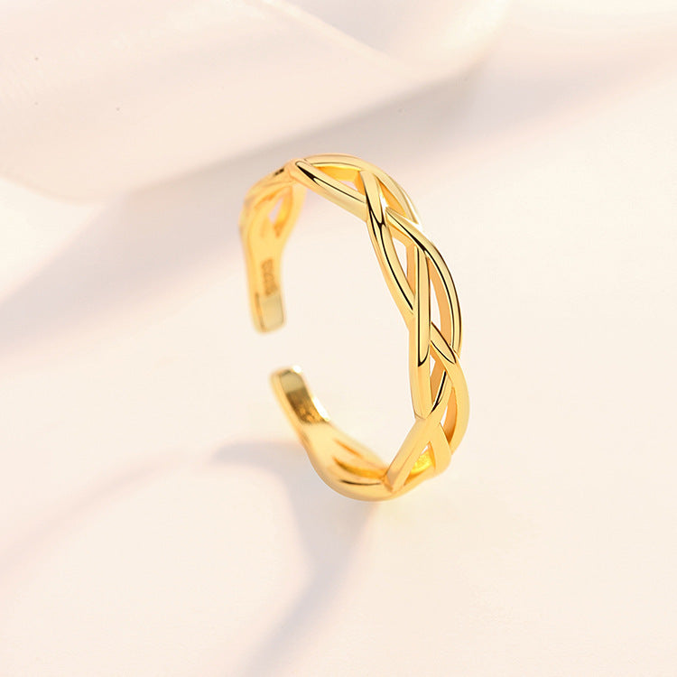 Sterling Silver Braided Twist Opening Ring For Women Adjustable Fit Lightweight Everyday Wear Fashion Item Now