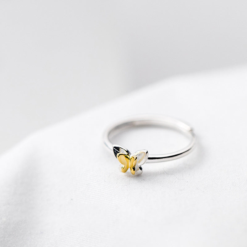 Womens Insect Ring 925 Silver Adjustable Opening Jewel Fashion Elegant Sweet Travel Birthday Korean Style Ring