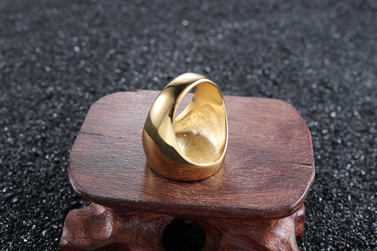 Mens Tree Of Life Ring In Golden Titanium Steel Fashion Punk Style With Geometric Ornament For Everyday Wear Gift