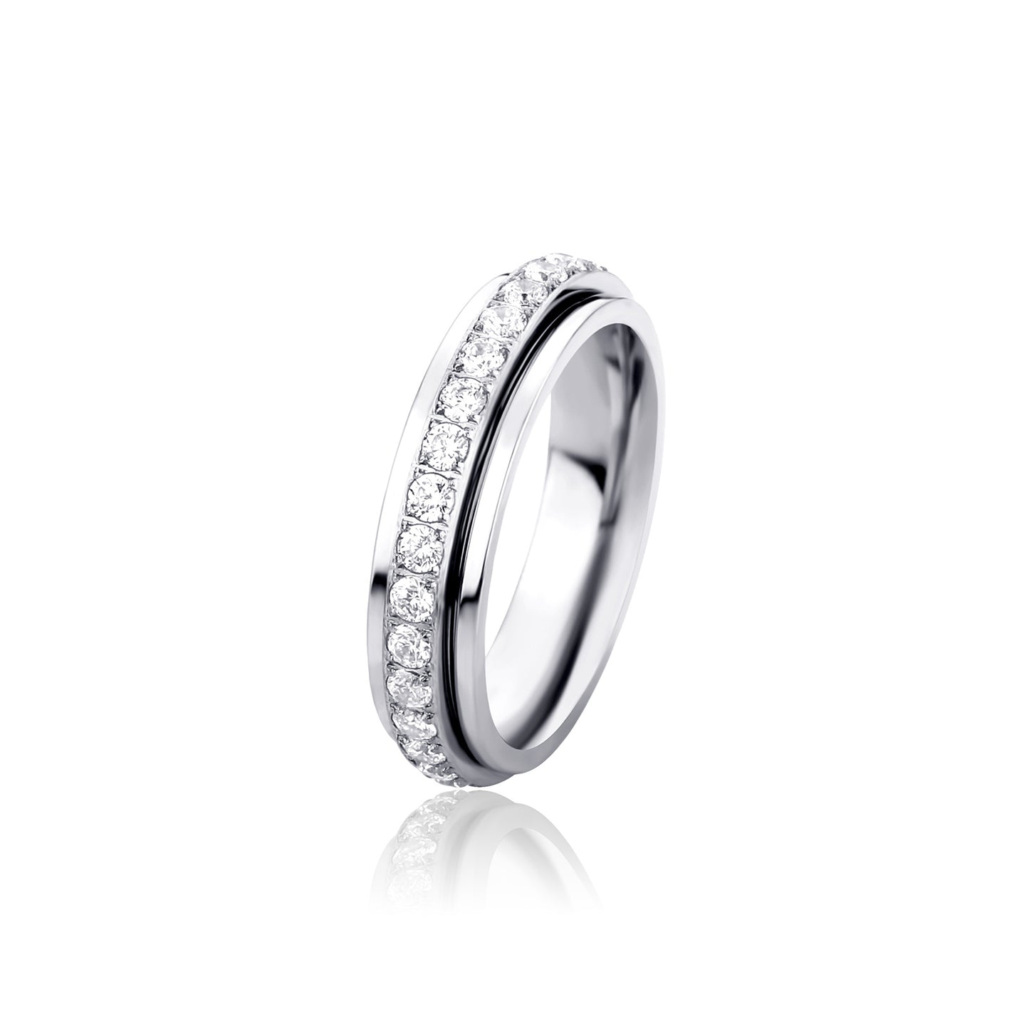 Unisex Stainless Steel Ring Diamond Inlay Geometric Design Band For Men And Women Everyday Jewelry Everyday Wear Ready