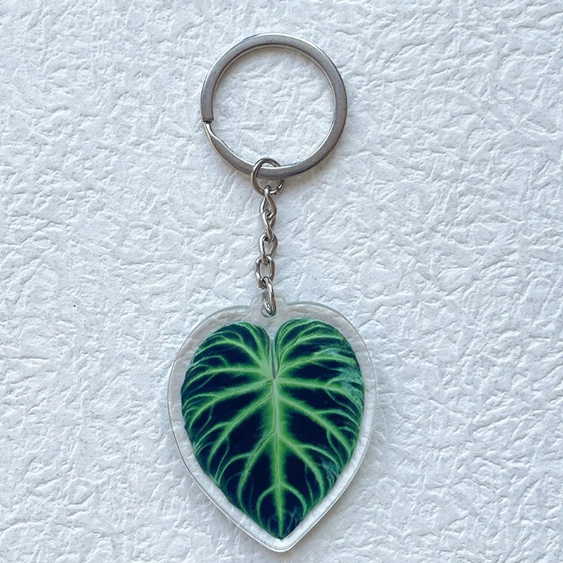 Leaf Keychain Acrylic Key Pendant Exquisite Flat Lightweight And Durable Design 6 Cm Length Ideal Key Accessory