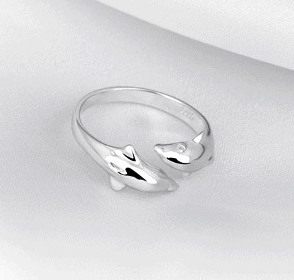 Ocean Inspired Dolphin Tail Ring Sterling Silver For Women Travel Keepsake Jewelry 925 Memorial Gift Idea For Her