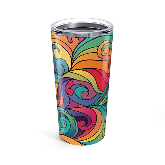 20 Oz Stainless Steel Printed Tumbler With Double Wall Vacuum Insulation Spill Resistant For Hot And Cold Beverages