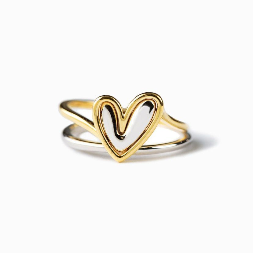 Womens Heart Ring Set Adjustable Alloy Rings Two Piece Irregular Design European American Korean Style Classic