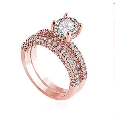 Zircon Diamond Ring Rose Gold Plated Engagement Ring Strip Or Tail Style Copper Sizes 6 7 8 9 10 Timeless Look