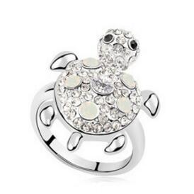 Womens Turtle Ring Zodiac Design Alloy Crystal Inlaid Cute Adorable Jewelry Gift For Her Birthday For Gift Lovers