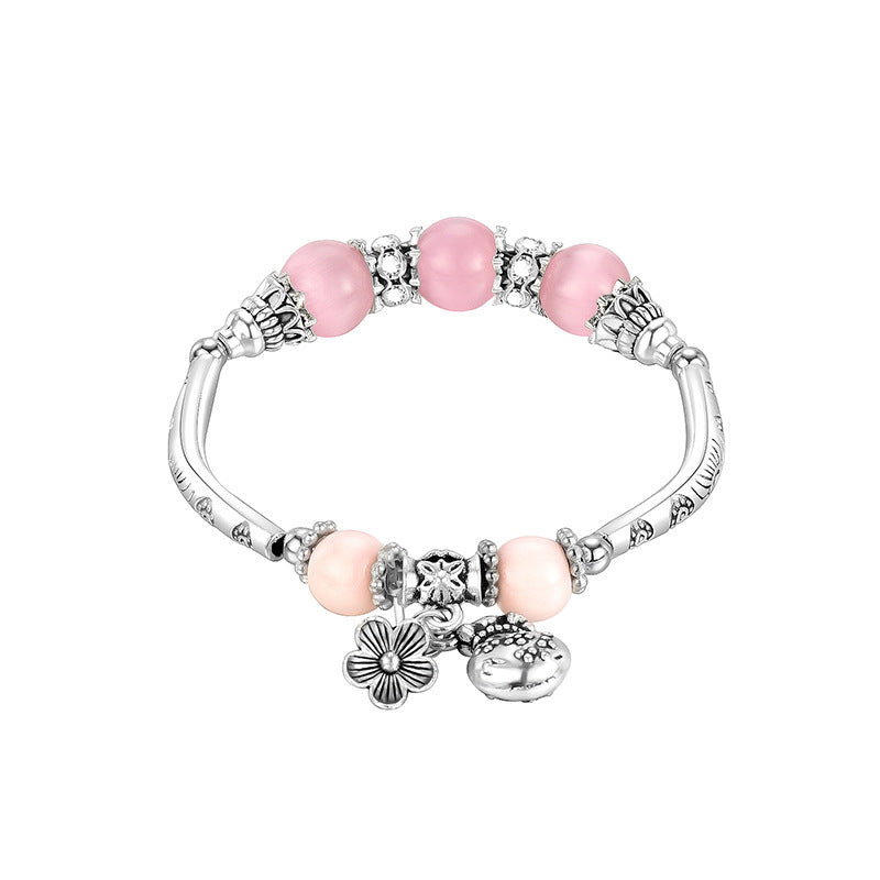 Womens Bohemian Flower Design Beaded Bracelet Electroplated Fashion Jewelry Delicate Floral Accessory DailyUse