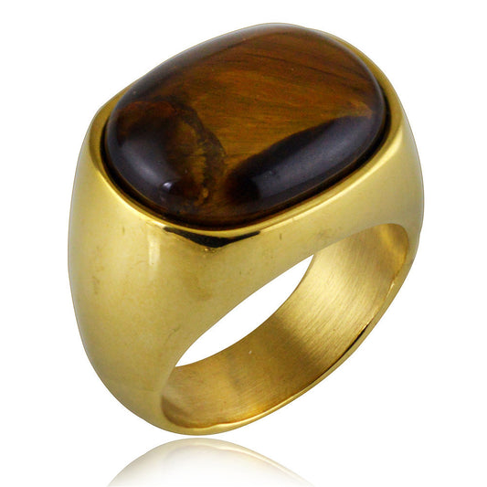 Personality Tiger Eye Men's Titanium Steel Ring