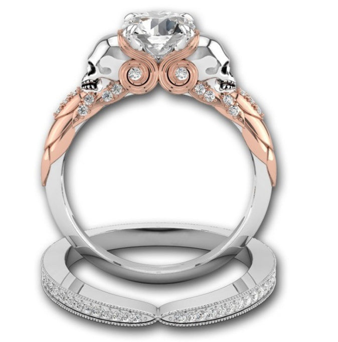 Two Tone Alloy Ring Gold Plated Inlaid Gems And Semi Precious Stones Fashion Jewelry For Women Size 6 7 8 9 10