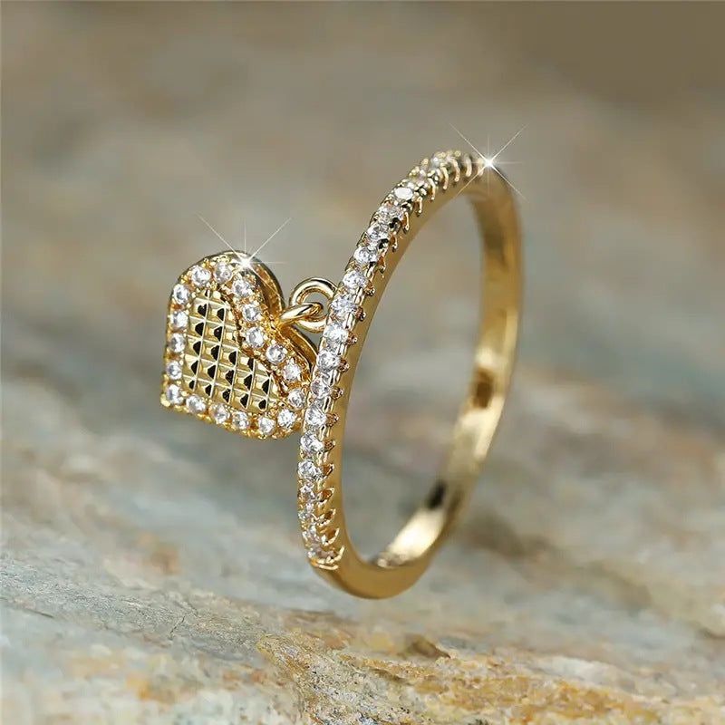 Heart Shape Zircon Ring Copper Jewelry For Women Exquisite Gift For Daily Wear Fashion Accessory Daily Sparkle