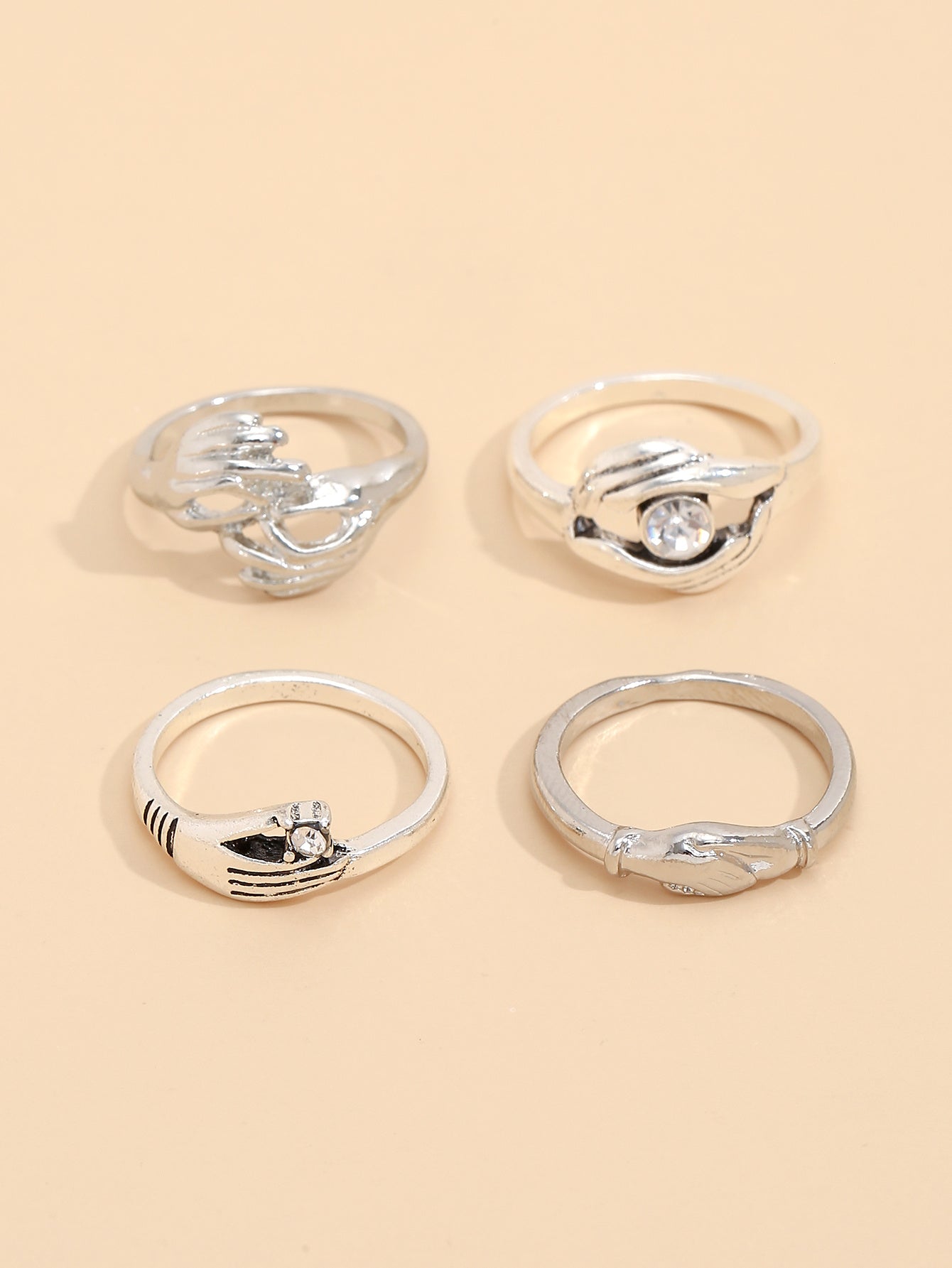 Womens Geometric Ring Set Electroplated Zinc Alloy Rings Niche Design Fashion Jewelry For Women For Daily Wear