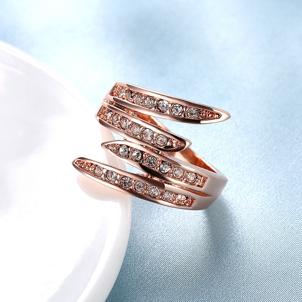 Rose Gold Electroplated Zircon Ring Geometric Couple Jewelry For Him And Her Gift For Lovers Wedding Fashion Accessory