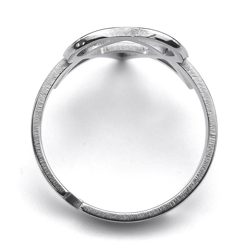 Unisex Stainless Steel Ring with Hollow Pentagram Geometric Design for Fashion Ornament and Style Satin Finish