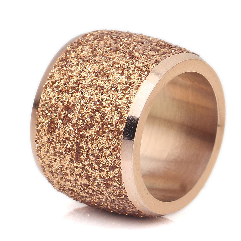 Womens Titanium Steel Frosted Ring Fashion Accessory