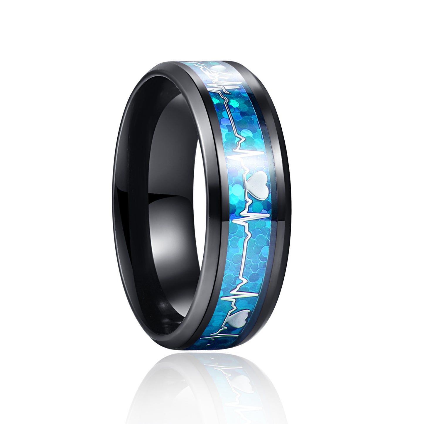 Heartbeat Metal Ring For Women Men Handmade Alloy Inlaid Artificial Gemstone Fashion Jewel Gift Durable Elegant