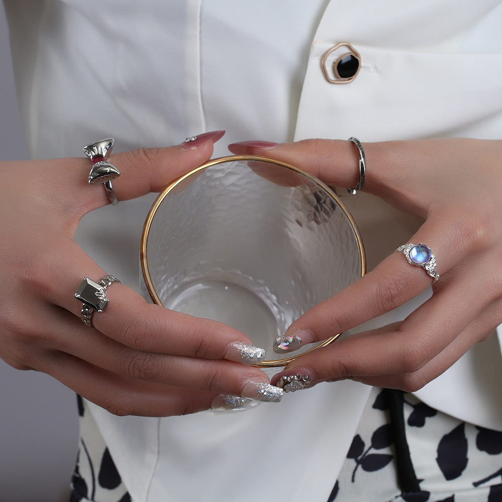 Moonlight Stone Ring Copper And Gold Plated Adjustable Unisex Fashion Jewelry For Women And Men Sparkle All Day