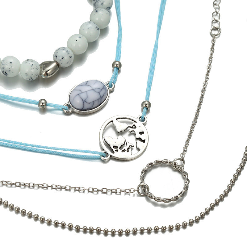 Womens Beaded Bracelet Set Alloy European And American Fashion Jewelry Love Bracelet Set Beaded Bracelets And Bangles