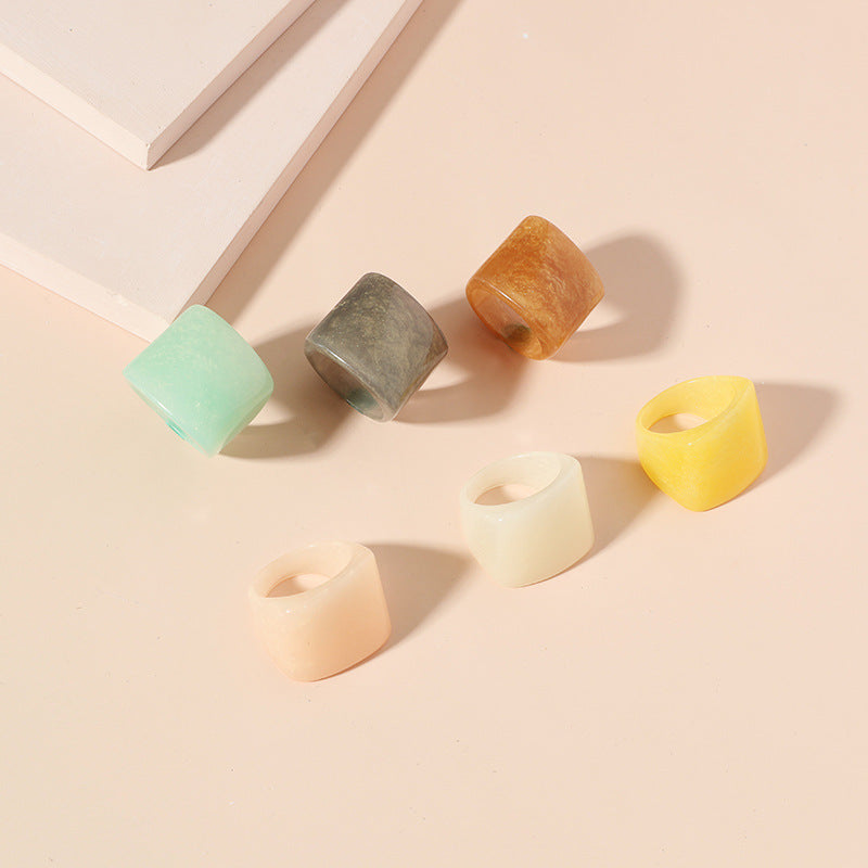 Unisex Acrylic Resin Ring Vintage Geometric Design Lightweight Durable Fashion Rings Unique Everyday Accessory