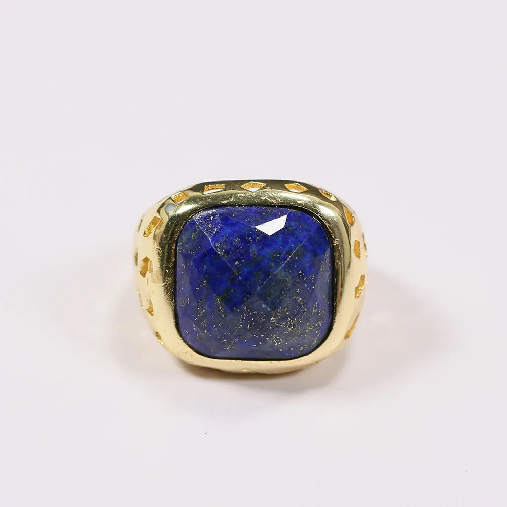 Unisex Crystal Ring With Electroplating Irregular Asymmetric Geometry Labradorite Stone European American Design Ring