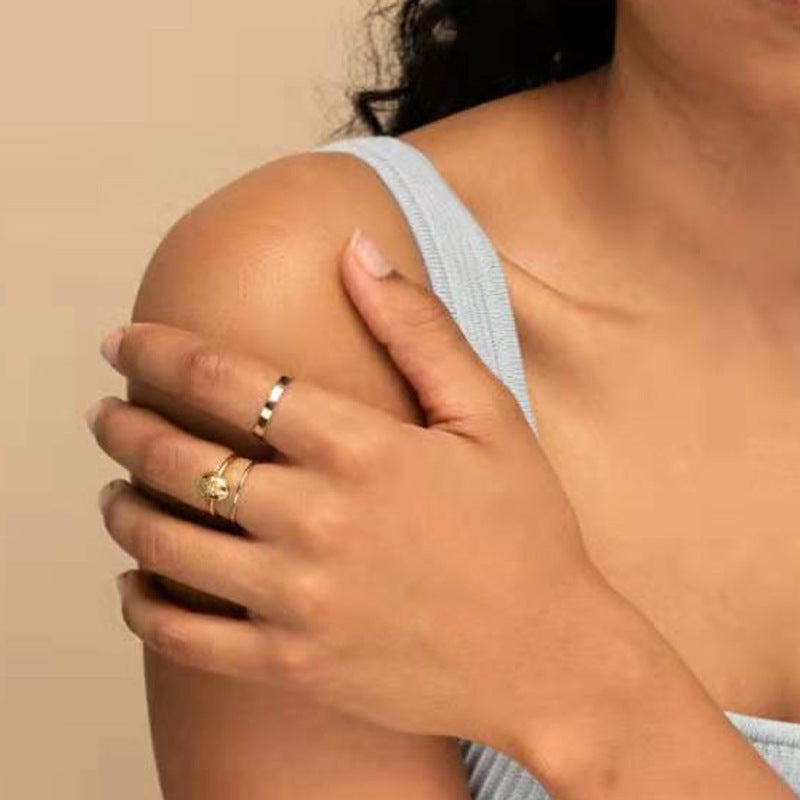 Womens Bee Ring Titanium Steel Gold Plated Diamond Encrusted Geometric Hypoallergenic Jewelry Elegant Everyday Wear