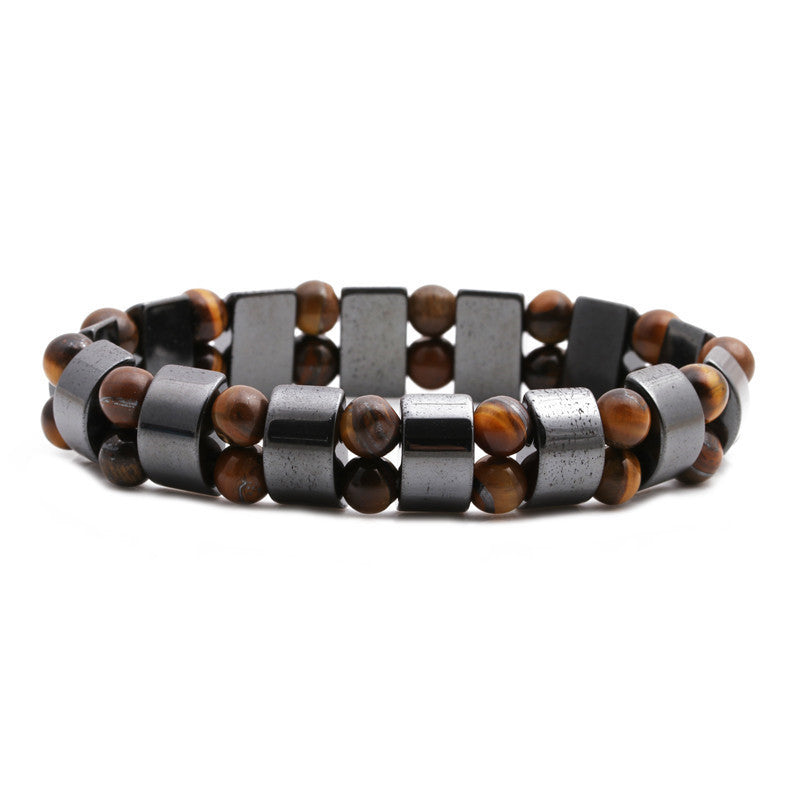 Geometric Hematite Bracelet For Men Black Stone Jewelry