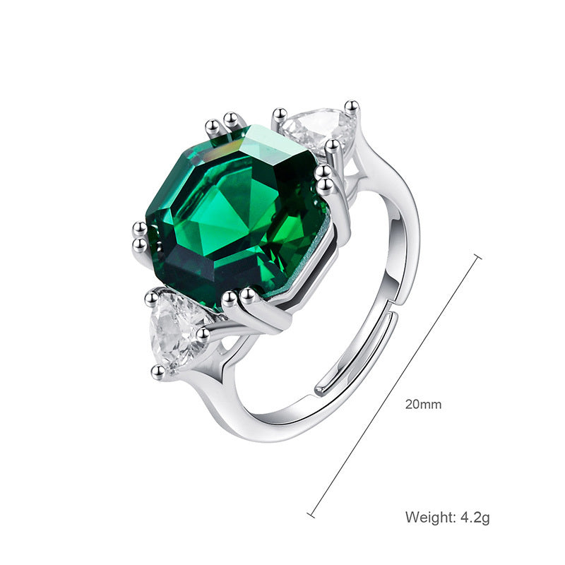 Womens Vintage Green Diamond Ring Copper Alloy Gemstone Statement Jewelry For Special Occasion For Every Style