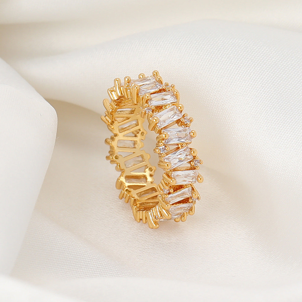 Unisex Copper Ring Polished Gold Geometric Design Hip Hop Ring Jewelry Gift for Fashion Everyday Wear Look Now